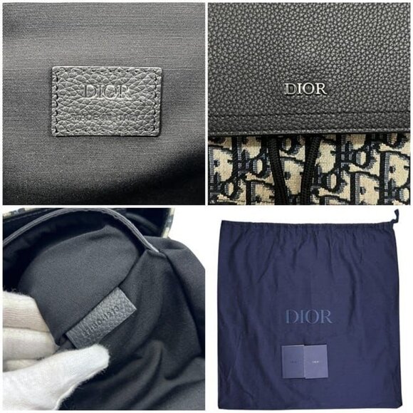 Christian Dior Backpack Saddle Black Beige Navy main image 9